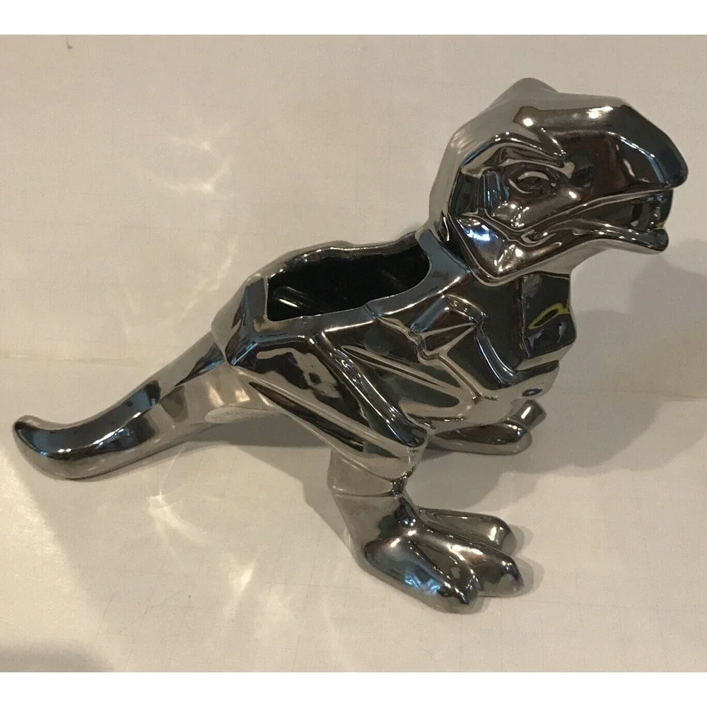 Chrome Dinosaur Trex‎ Tyrannosaurus Rex Planter Pot